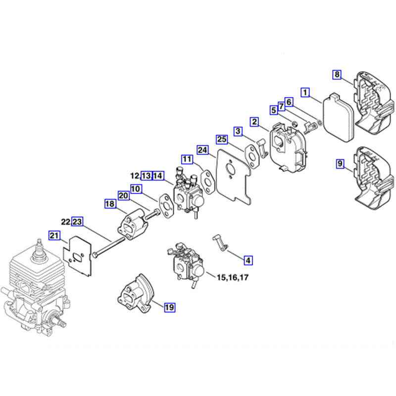 Stihl BG 55 C Blower (BG55C) Parts Diagram, Carburetor-Air Filter