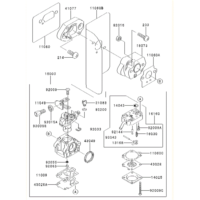 Kawasaki KRB400A (HA400A-BS50) Parts Diagram, CARBURETOR