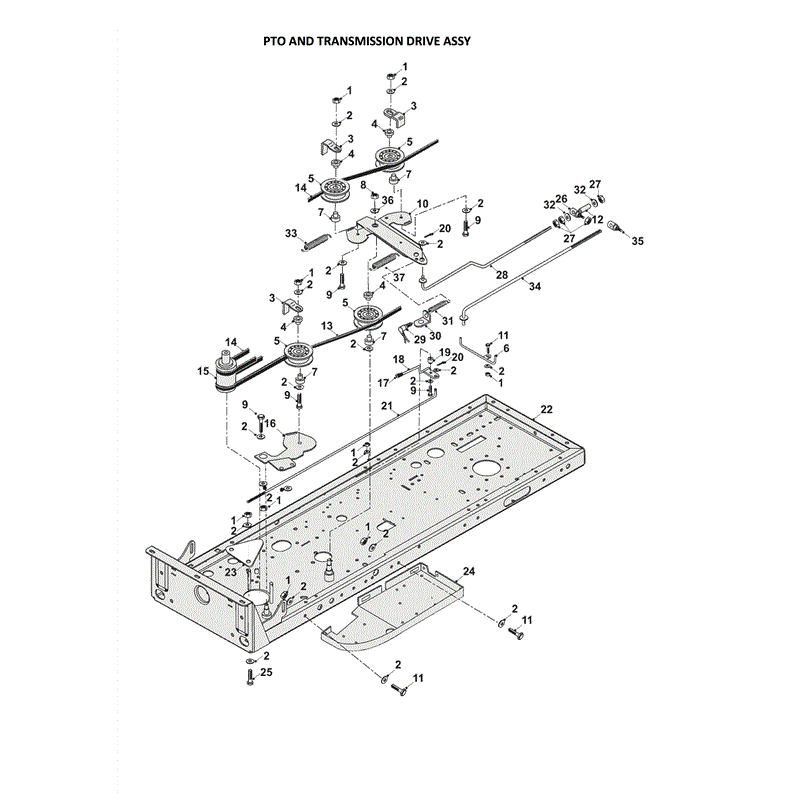 Countax C Series Honda Lawn Tractor 4WD 2006-2008 (2006 - 2008) Parts Diagram, PTO AND TRANSMISSION DRIVE ASSY