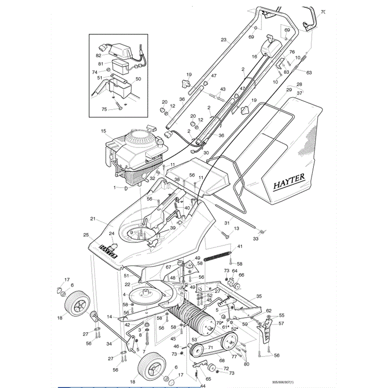 Hayter Harrier 41 (305) Lawnmower (30501001-305009700) Parts Diagram, Main Frame Assembly