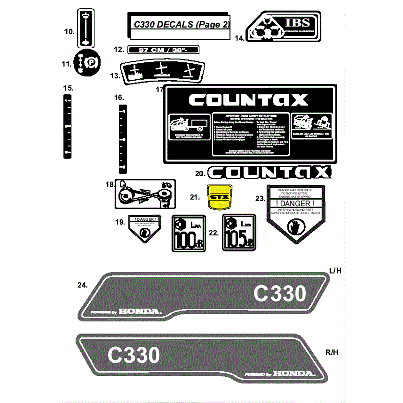 Countax C330 Lawn Tractor 2009 (2009) Parts Diagram, Decals List 2