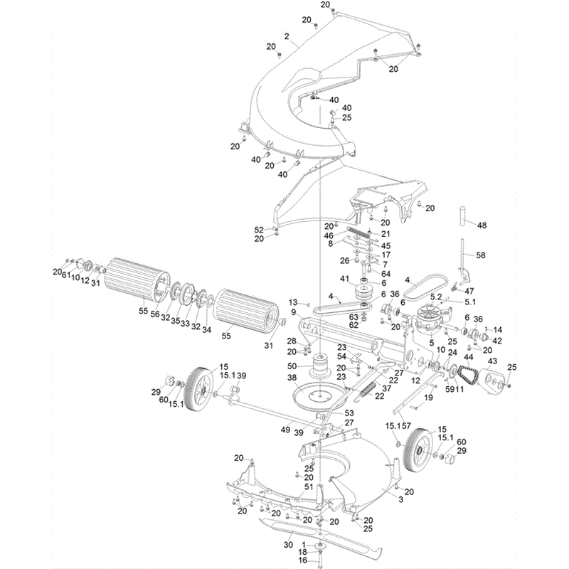 Hayter Harrier 56 (566) Lawnmower (566H313000001-566H313999999) Parts Diagram, Lower Mainframe