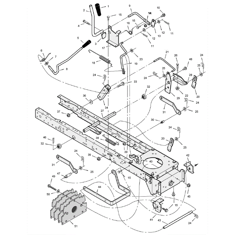 Hayter 13/30 (131E270000001-131E270999999) Parts Diagram, Mower Housing Suspension