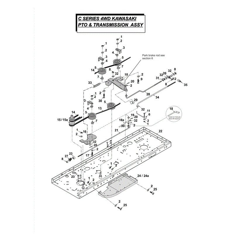 Countax C Series Kawasaki Lawn Tractor 4WD  C600-C800 & C25  2011 (2011) Parts Diagram, PTO & TRANSMISSION ASSY