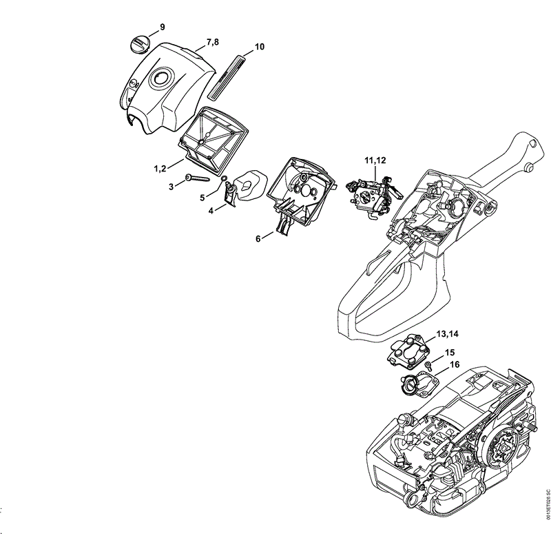 Stihl MS 201 Chainsaw (MS201 CM 2-Mix) Parts Diagram, Air filter