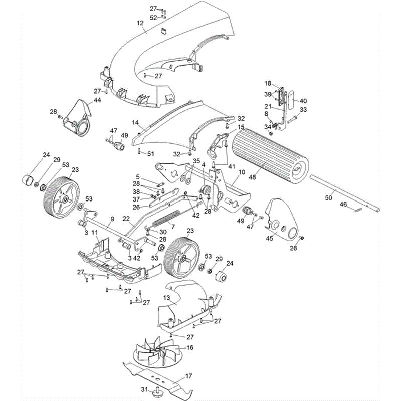 Hayter Spirit 41 Electric Lawnmower (615) (615J314000001-615J314999999 ) Parts Diagram, Lower Mainframe