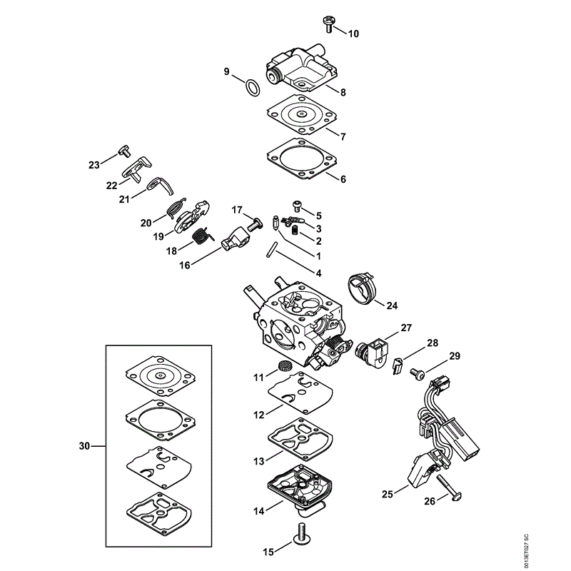 Stihl MS 201 Chainsaw (MS201 CM 2-Mix) Parts Diagram, Carburetor C1Q-S272A