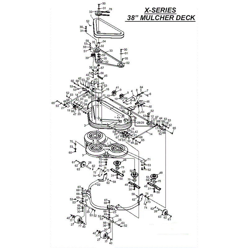 Countax X Series Rider 2009 (2009) Parts Diagram, 38 inch Mulcher Deck