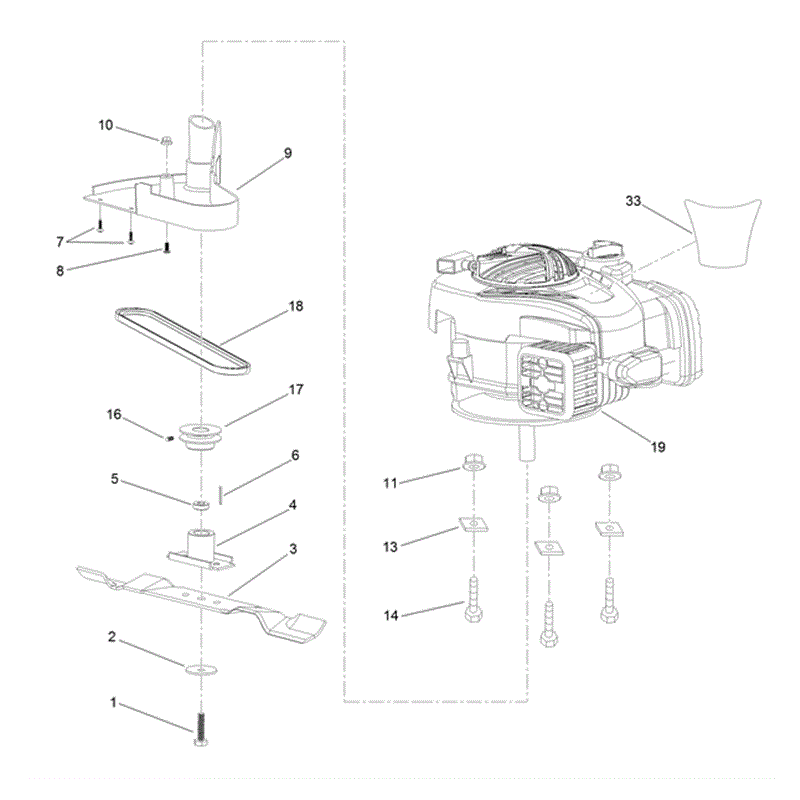 Hayter 46cm (611) Lawnmower (611B - 319000001-319999999) Parts Diagram, Engine & Blade