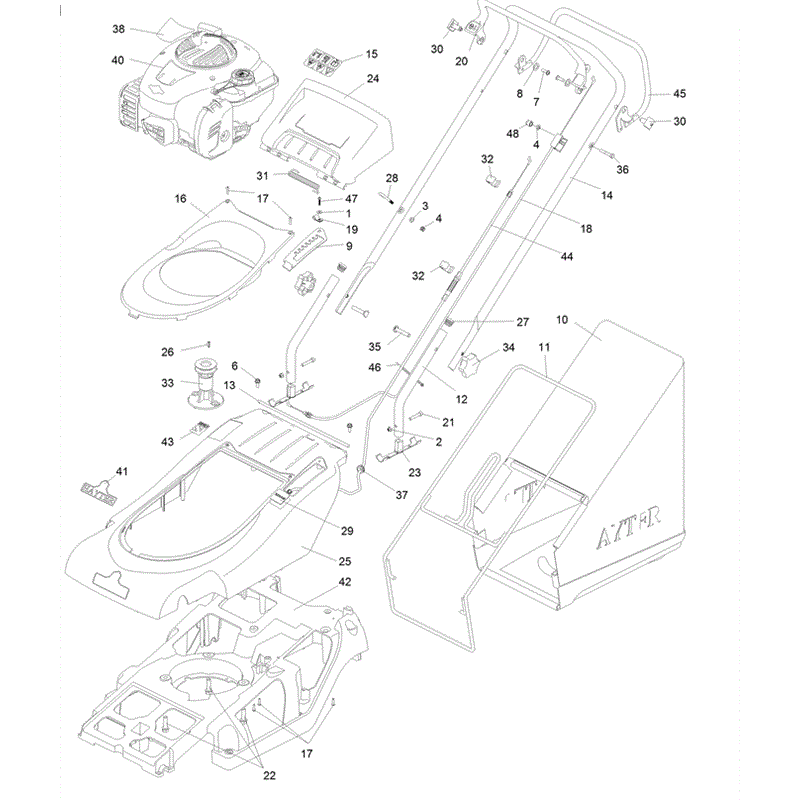 Hayter Spirit 41 Autodrive Rear Roller Lawnmower (619) (619J315001901 AND UP) Parts Diagram, Upper Deck