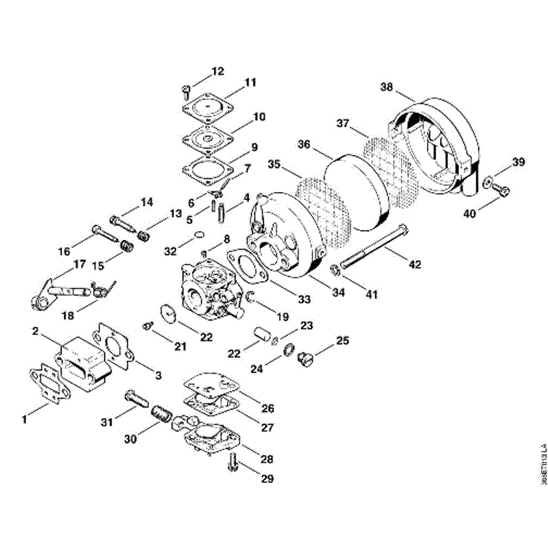 Stihl FS 65 Brushcutter (FS65) Parts Diagram, L_-Carburetor, Air filter