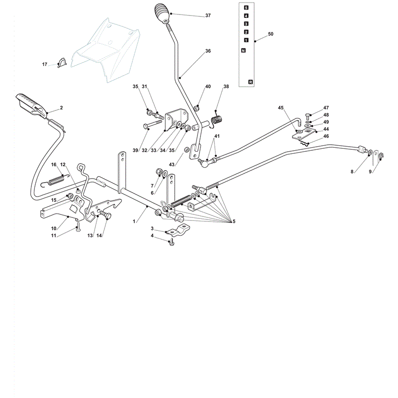 Castel / Twincut / Lawnking PG140 (2012) Parts Diagram, Brake and Gearbox Controls
