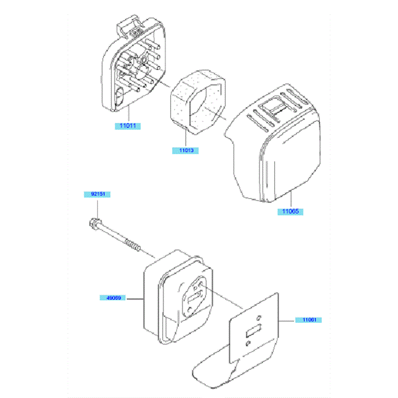Kawasaki KBH27A  (HA027G-AS50) Parts Diagram, Air Filter/ Muffler
