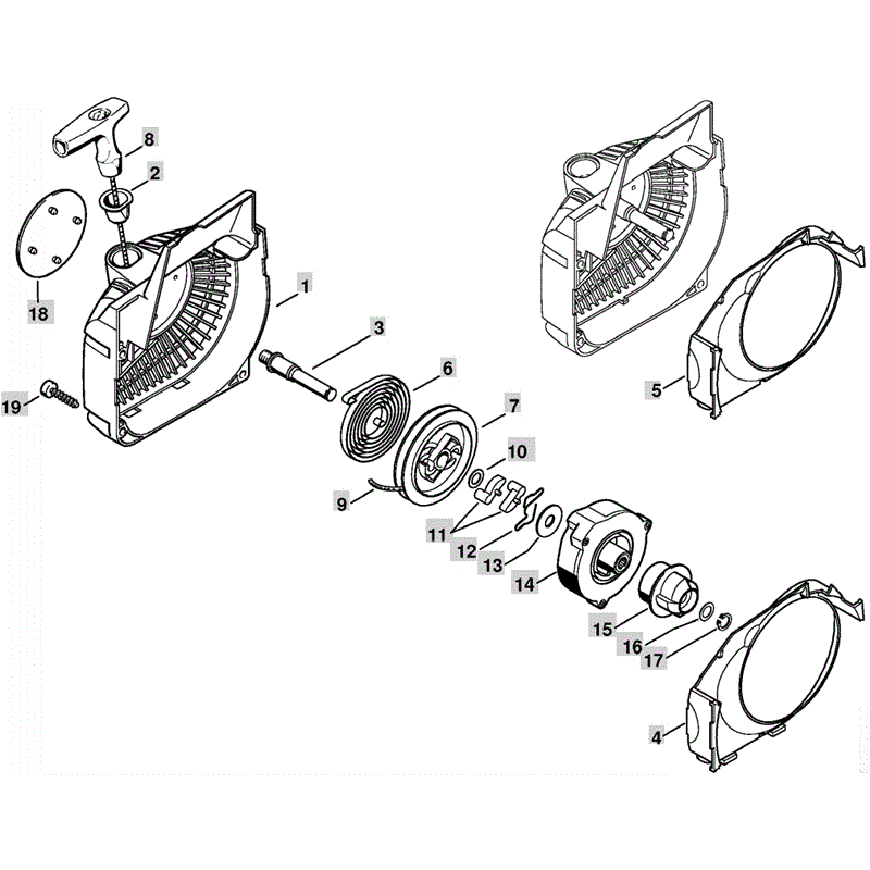 Stihl MS 250 Chainsaw (MS250 C) Parts Diagram, Fan Housing with Rewind Starter 2
