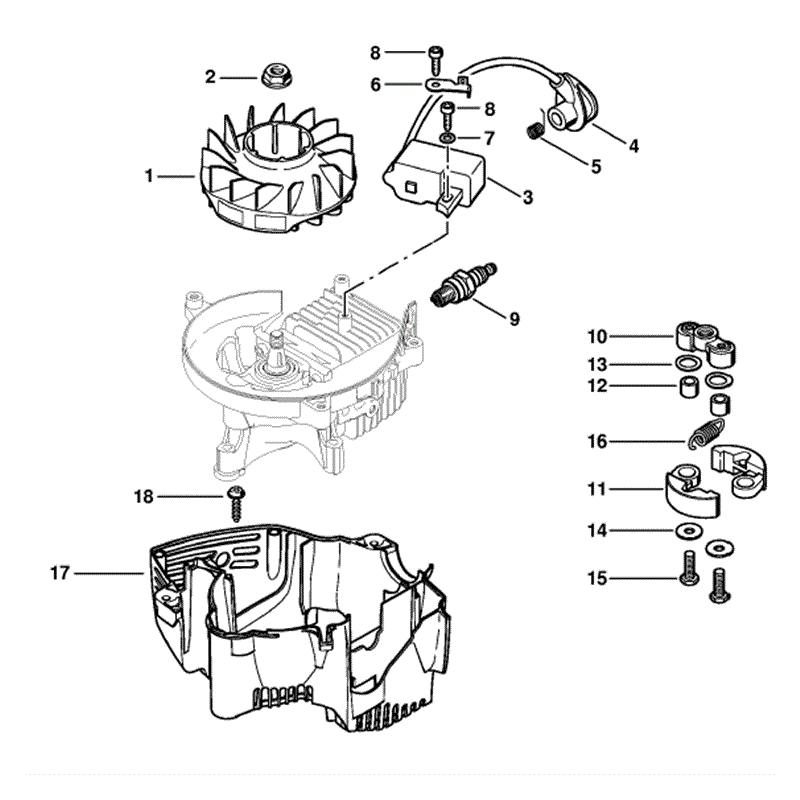 Stihl HS 81 R-Z Petrol Hedgetrimmer (HS81R-Z) Parts Diagram, Ignition system