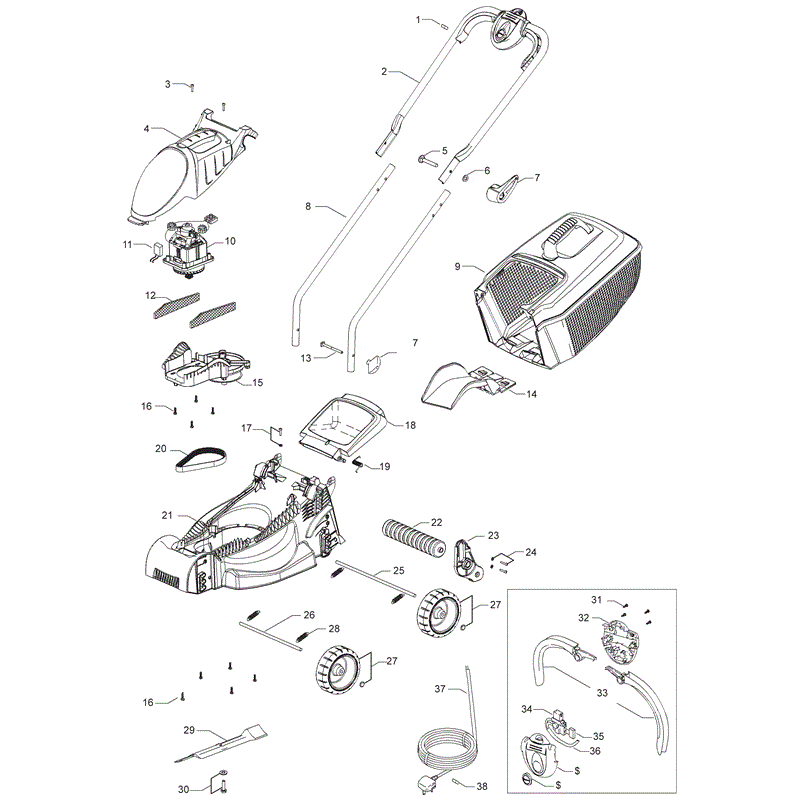 Flymo Rollermo  (9643224-01) Parts Diagram, Page 1