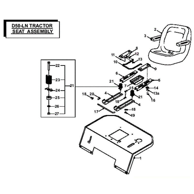 Countax D50LN Lawn Tractor 2007 (2007) Parts Diagram, Seat Assembly