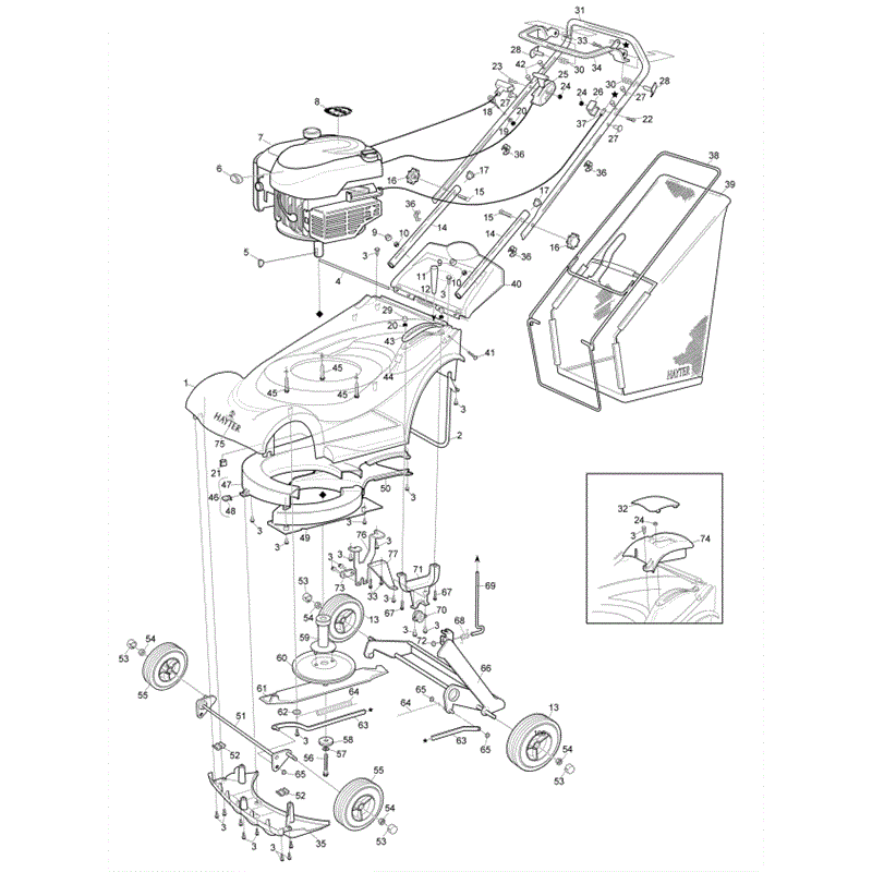Hayter Ranger 415 (415C001001-415C099999) Parts Diagram, Page 1