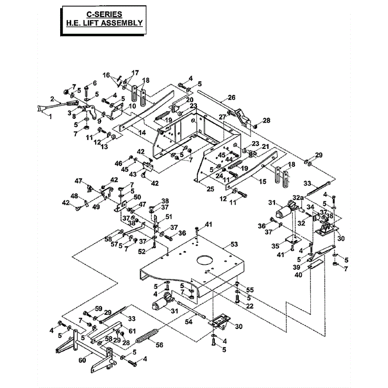 Countax C Series MK 1-2 Before 2000 Lawn Tractor  (Before 2000) Parts Diagram, HE Lift Assembly
