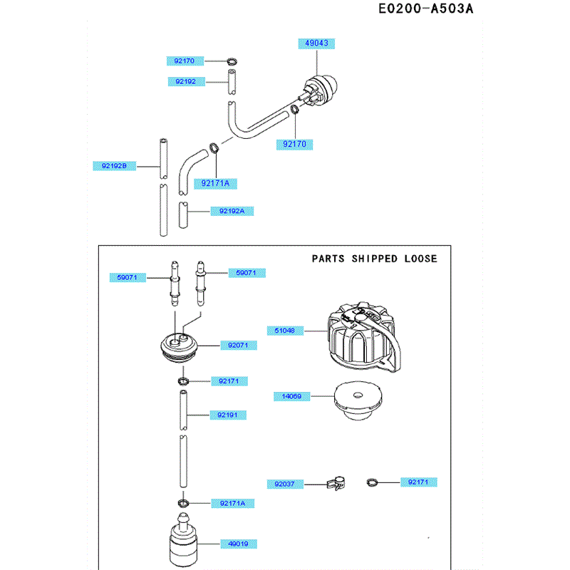 Kawasaki KRB650B (HA650A-AS50) Parts Diagram, Fuel Tank - Fuel Valve