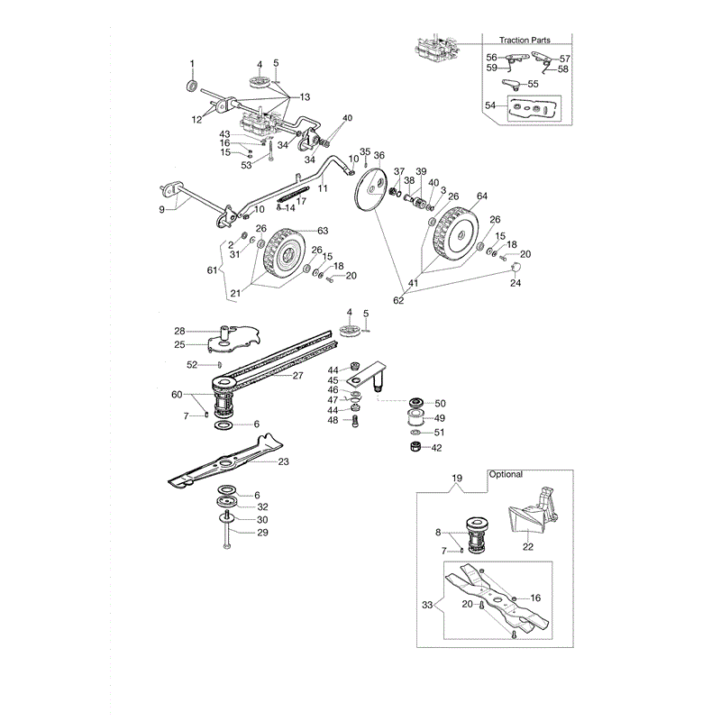 Efco MR 55 TBI B&S Lawnmower (From March 2013) Parts Diagram, Axle Assy (From March 2013)