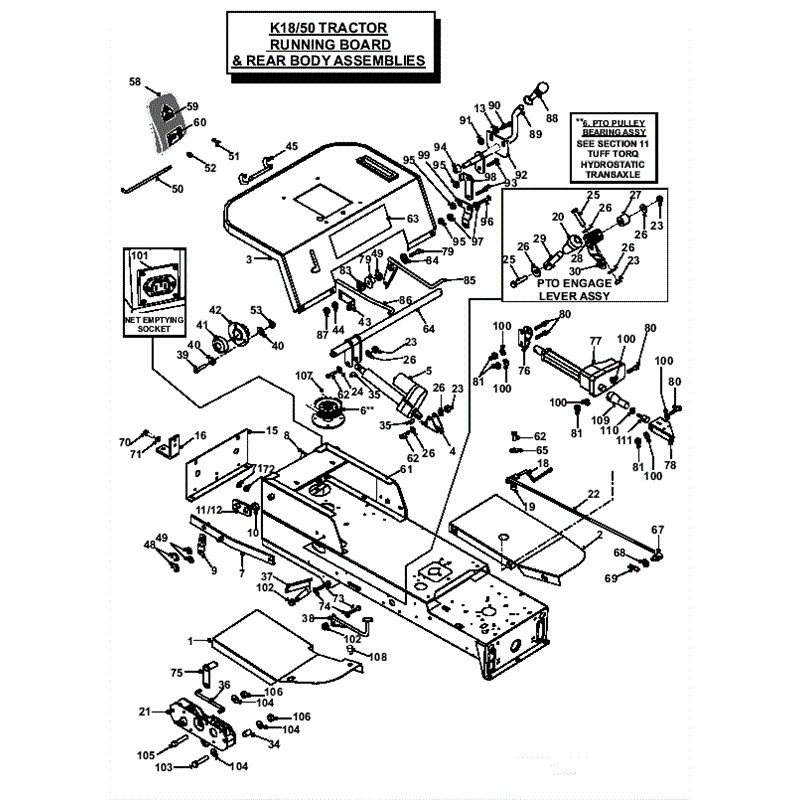 Countax K SERIES K1850 Lawn Tractor 2007 (2007) Parts Diagram, Running Board & Rear Body Assemblies