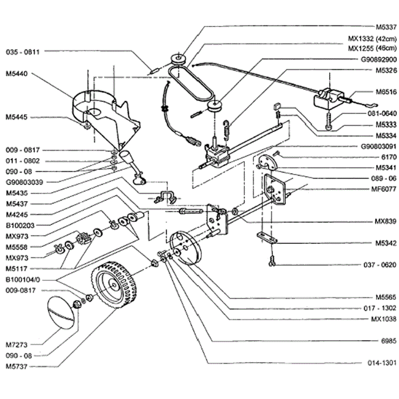 Mountfield Mercury-Jupiter (MP86903-MP86703-4) Parts Diagram, Powerdrive Assy