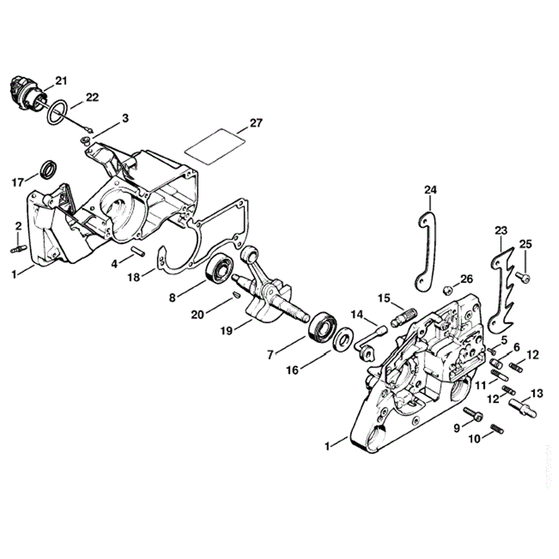 Stihl MS 260 Chainsaw (MS260 D) Parts Diagram, Crankcase