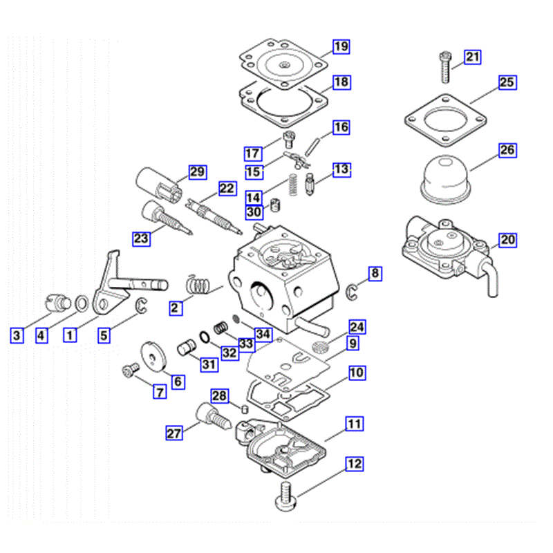 Stihl FS 55 Brushcutter (FS55) Parts Diagram, CARBURETOR C1Q-S66