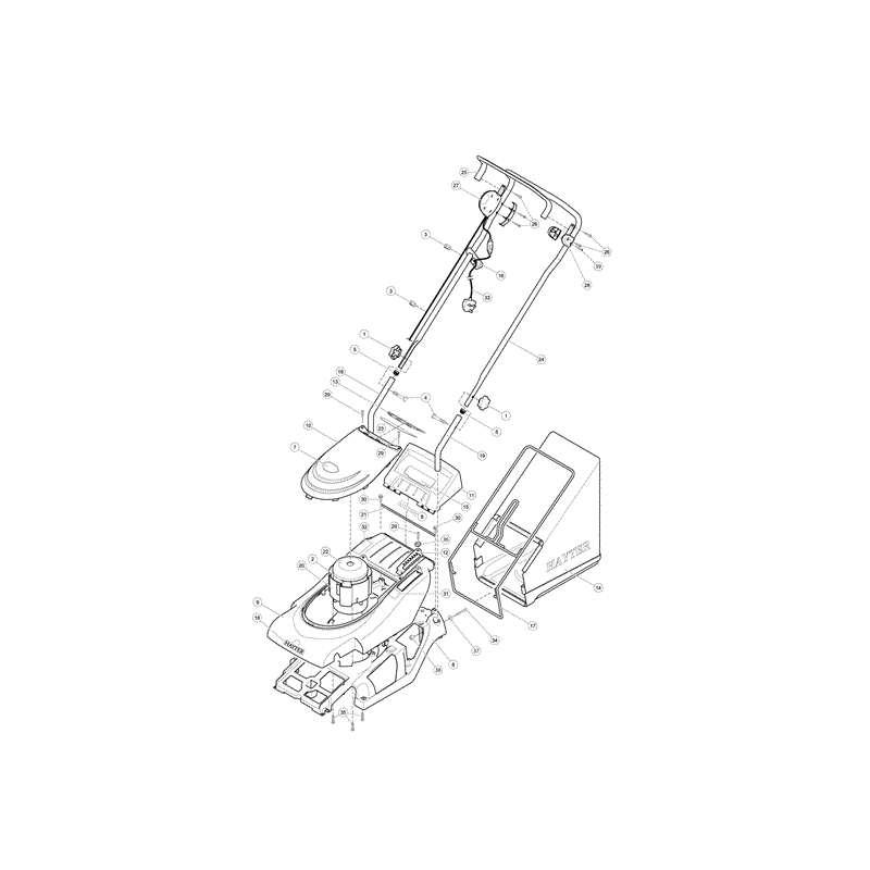 Hayter Spirit 41 Electric Lawnmower (615) (615) Parts Diagram, Upper Mianframe