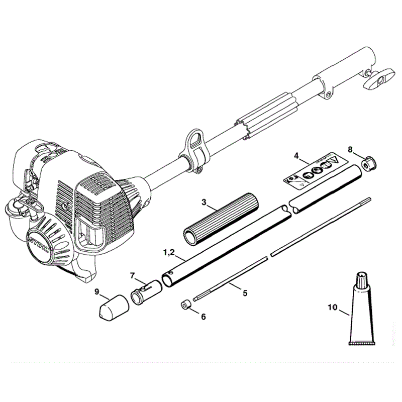 Stihl HT-KM Pole Saw (HT-KM Pole Saw) Parts Diagram, Drive tube assembly
