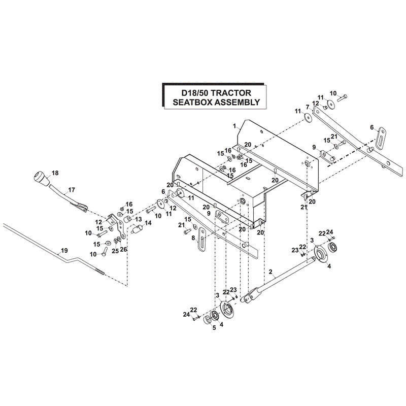 Countax D18-50 Lawn Tractor 2004 -  2006  (2004 - 2006) Parts Diagram, SEATBOX ASSEMBLY