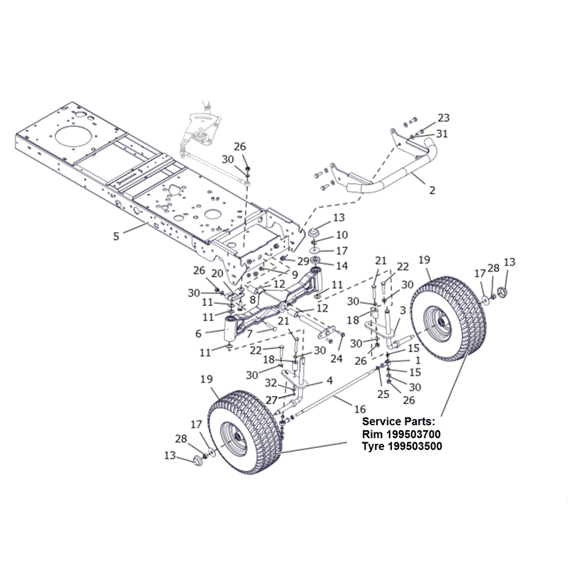 Westwood 2016 S&T Series Lawn Tractors (2016 ) Parts Diagram, FRONT AXEL