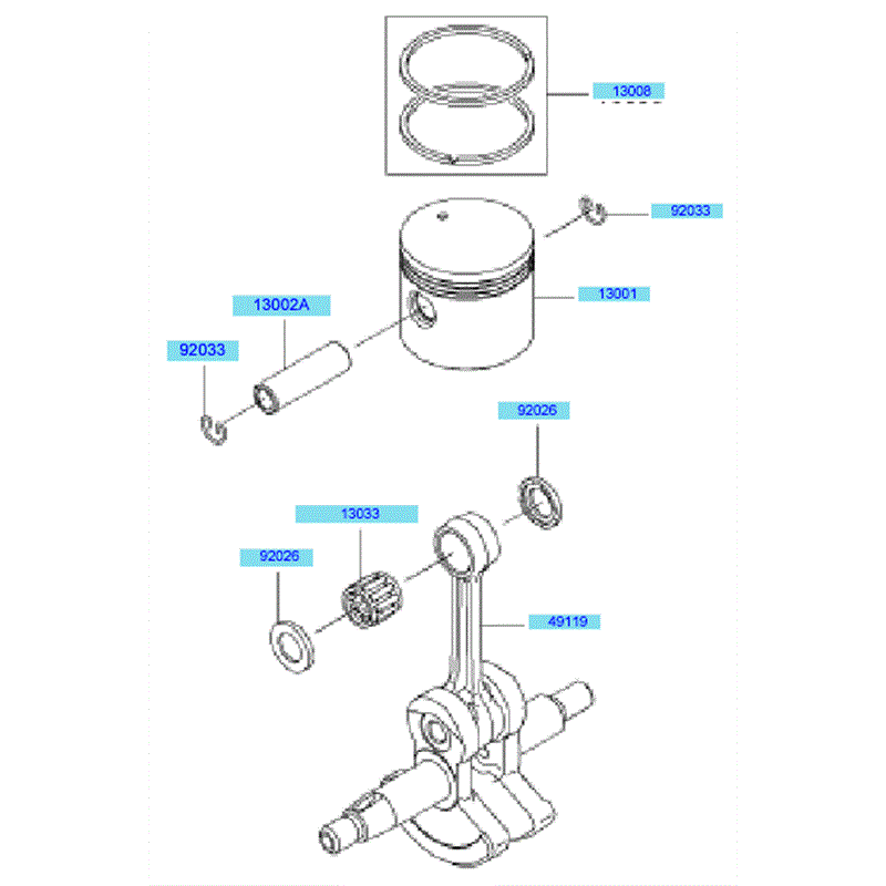 Kawasaki KBH35A  (HA035B-BS50) Parts Diagram, Piston/ Crankshaft