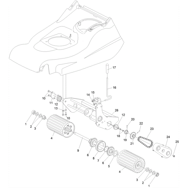 Hayter Harrier 48 (491) Autodrive ES (491H315000001 and up) Parts Diagram, Rear Roller Assy