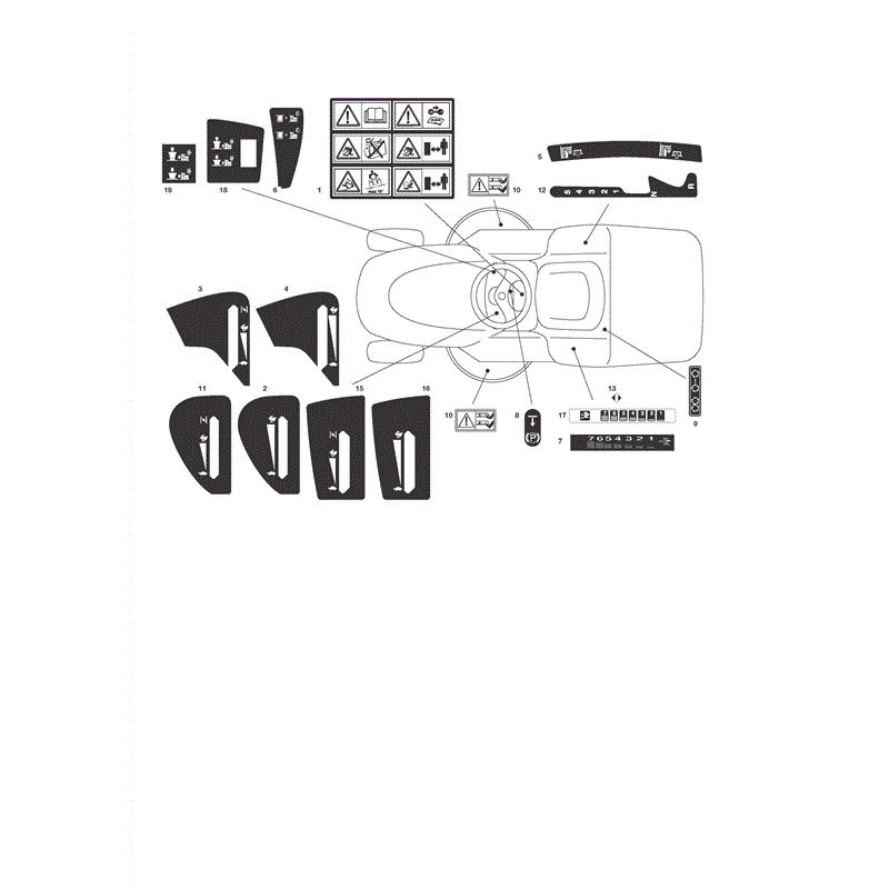 Castel / Twincut / Lawnking TCS17.5-102H (2008) Parts Diagram, Labels