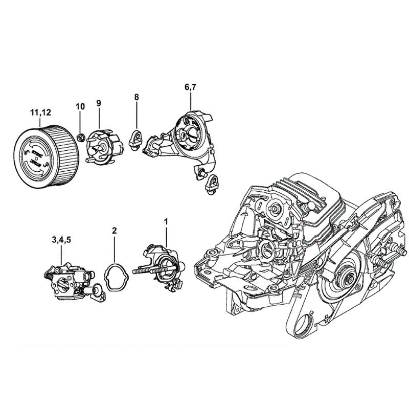 Stihl MS 261 Chainsaw (MS261 VW) Parts Diagram, Carburetor bracket