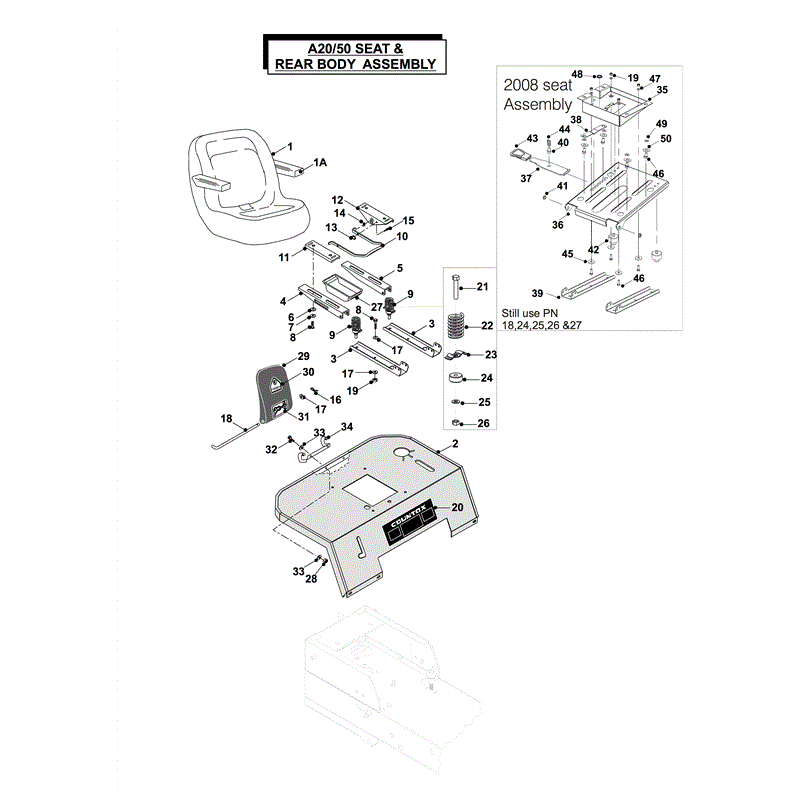 Countax A2050 - 2550 Lawn Tractor 2010 (2010) Parts Diagram, SEAT & REAR BODY