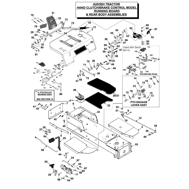 Countax A2050 - 2550 Lawn Tractor 2010 (2010) Parts Diagram, HAND CLUTCH/BRAKE BEFORE SERIAL 00125