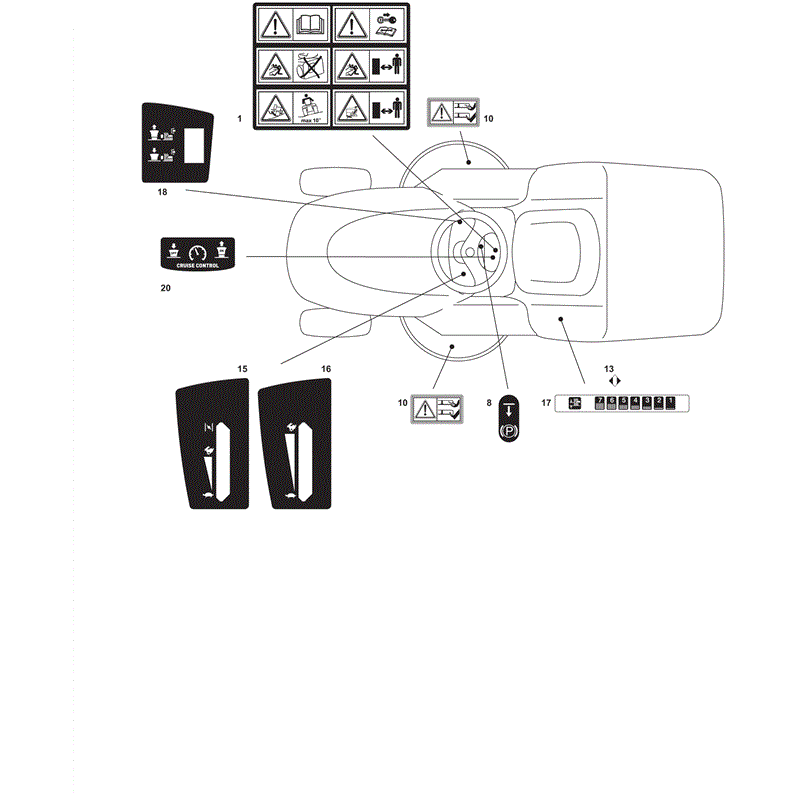 Castel / Twincut / Lawnking XX220HD (2012) Parts Diagram, Labels