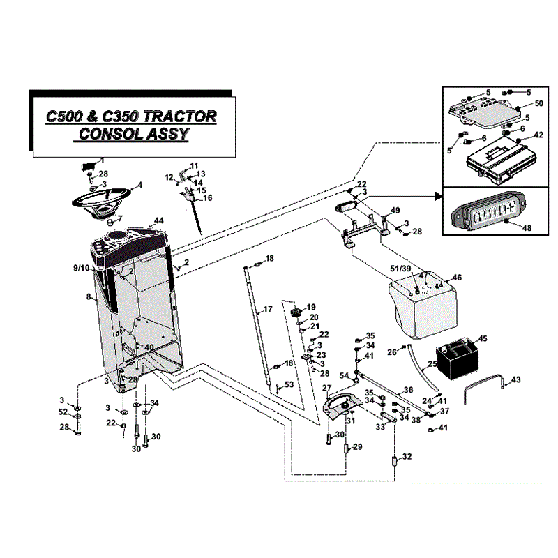 Countax C500 & C350 Kohler Lawn Tractor 2011 (2011) Parts Diagram, Consol Assembly
