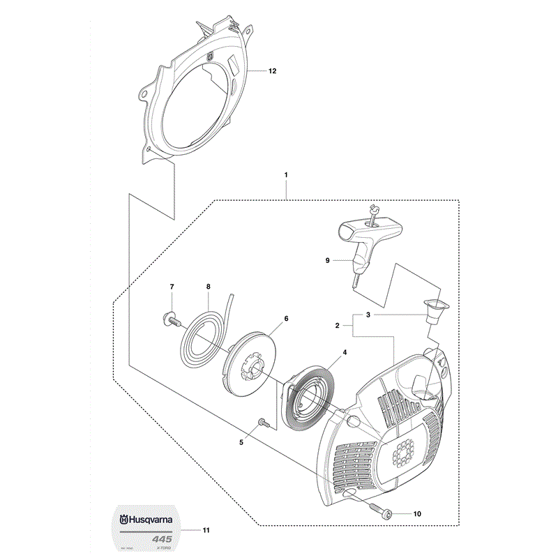 Husqvarna 445e Chainsaw (2011) Parts Diagram, Starter 445