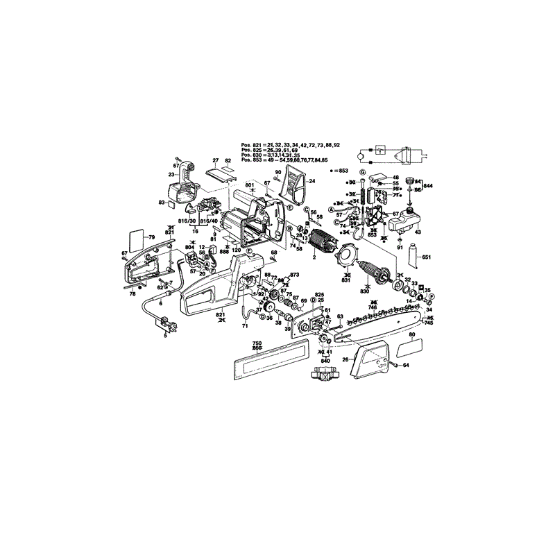 Bosch AKE 35 B GB Chainsaw (0600835142) Parts Diagram, Page 1