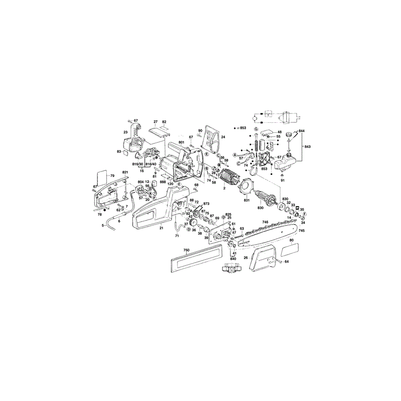 Bosch AKE 300 B Chainsaw  (0600835442) Parts Diagram, Page 1