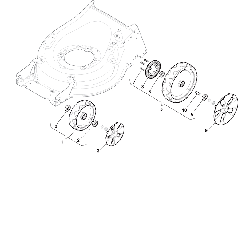 ATCO (New From 2012) QUATTRO 19S 4 in 1  (2018) (2018) Parts Diagram, Wheels and Hub Caps