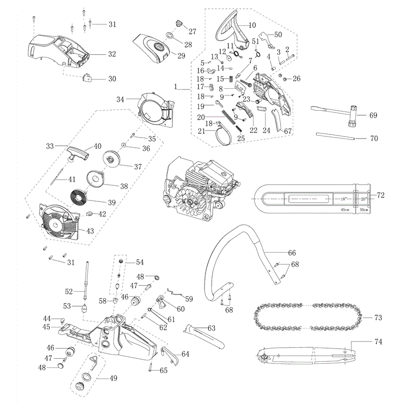 Mitox CS50 20" Select Chainsaw (CS50 20" Select Chainsaw) Parts Diagram, BODY