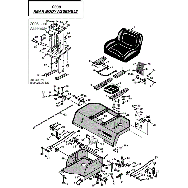 Countax C330 Lawn Tractor 2009 (2009) Parts Diagram, Rear Body Assembly