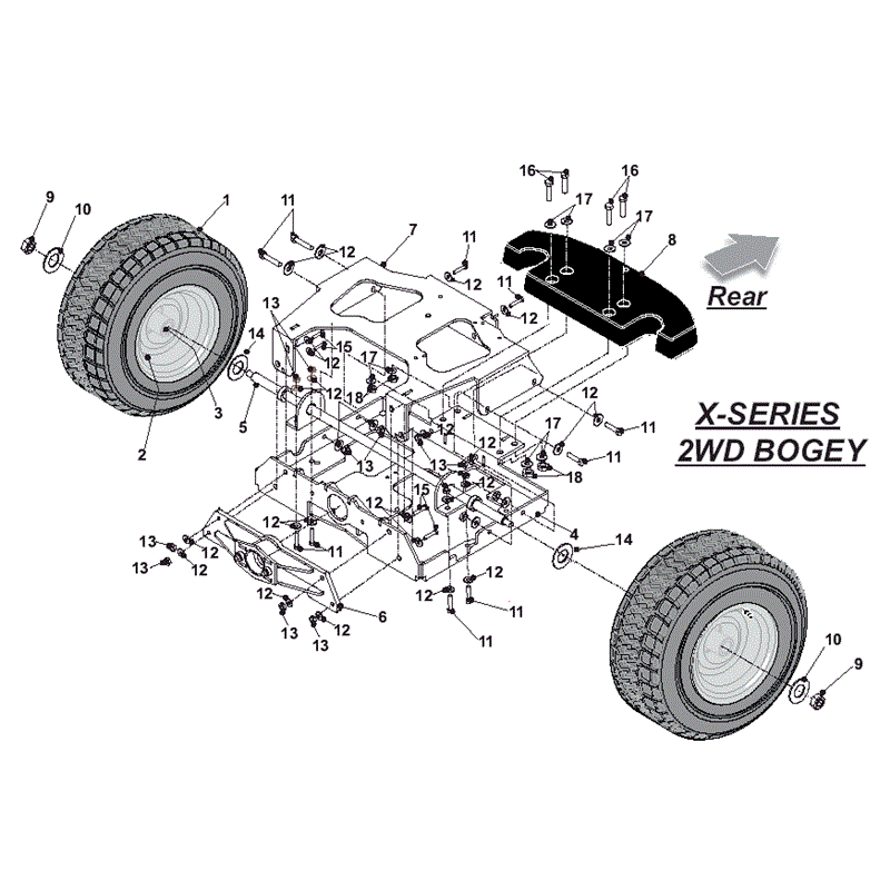Countax X Series Rider 2011 (2011) Parts Diagram, 2WD Bogey
