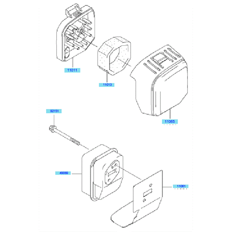 Kawasaki KBL27A (HA027G-AS51) Parts Diagram, Air Filter & Muffler