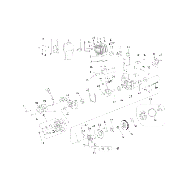 Mitox 4116 Chainsaw (4116 Chainsaw Before 02/2012) Parts Diagram, ENGINE